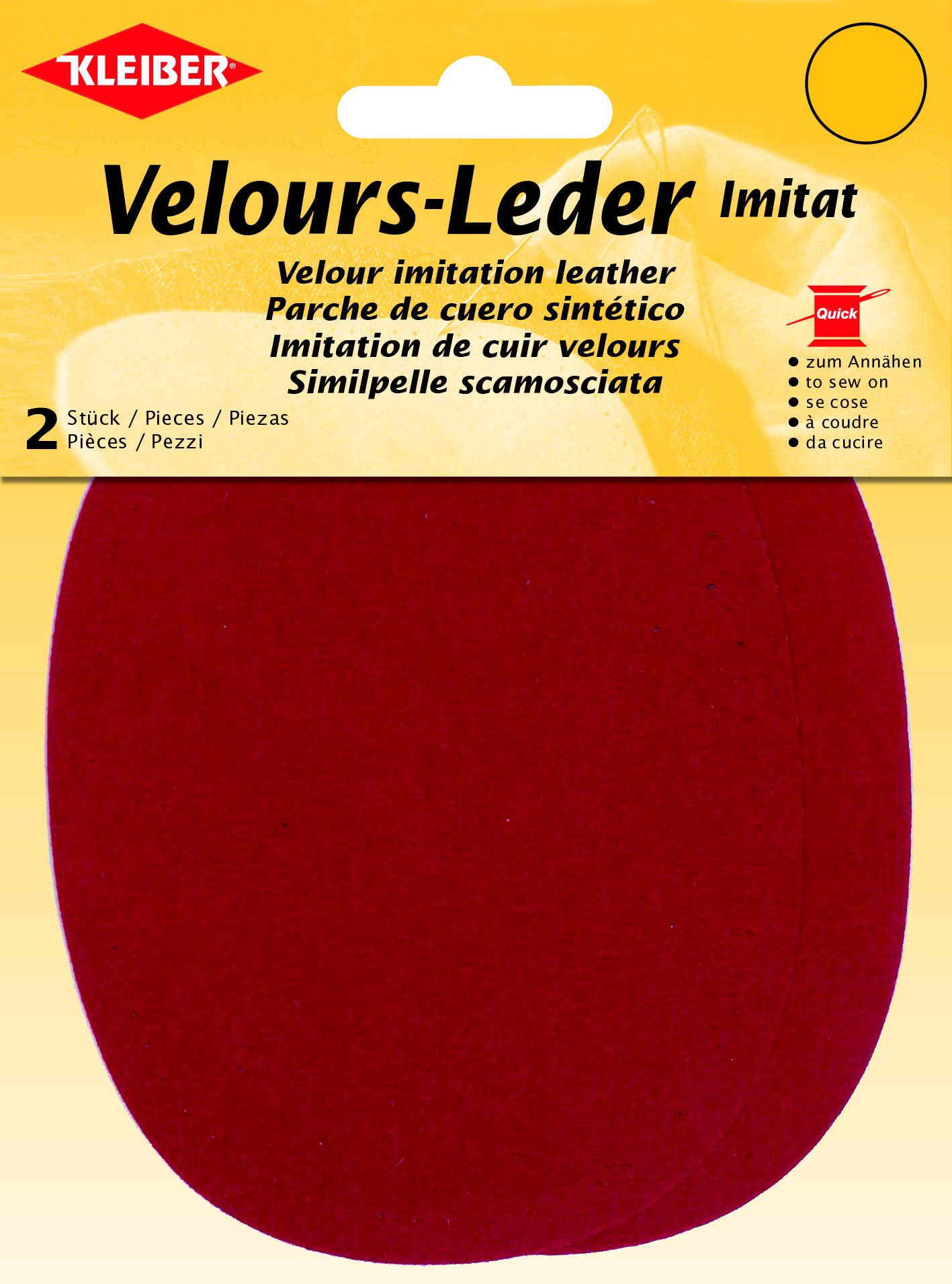 Kleiber 12.5 x 10 cm Imitation Suede Leather Sew on Knee/Elbow Patches Oval, Red