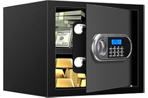 APRXUVOT 1.2 Cuft Home Safes Fire and Waterproof, Anti-Theft Fireproof Safe Box with Digital Keypad, Spare Keys and Removable Shelf, Personal Safe Box for Documents Money Firearm Valuables