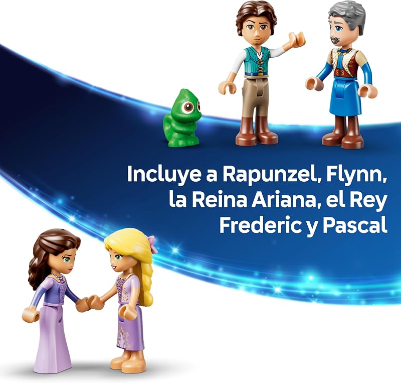 | Brinquedo Disney Princesses Rapunzel Castle – Decoração do Quarto – 4 Mini Bonecas & Figura Camaleão – Presente de Aniversário para Meninas de 6+ Anos & Fãs Enrolados – 43297