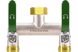 Yayamz Garden Hose Splitter, 3/4” Rust and Freeze Resistant Outdoor Hose Manifold with 2 Green Extra Long Handles Faucet Adap