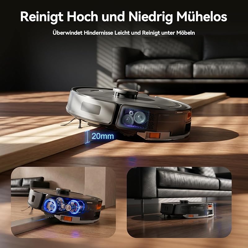 D8 Pro Saugroboter mit Wischfunktion, 38000Pa Saugroboter mit Absaugstation 4L, Anti-Haar-Verwicklung, LiDAR Navigation, 4-in-1 Saug und Wischroboter für Böden/Teppich/Tierhaare, APP Steuerung