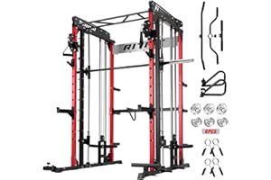 RitFit M1 & M1 Pro Smith Machine with Cable Crossover System, Multi-Function Squat Rack Power Cage for Home Gym, Power Rack and Packages
