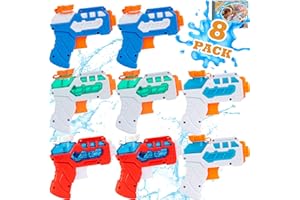 DEKUKAR 8 Pack Water Gun for Kids, Mini Water Pistol for Summer Pool Garden Beach, Water Fight Party Favors Fillers for Boys Girls Outdoor, Squirt Guns Training Toys for Dogs Cats - Gift Package