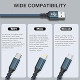 GIANAC 3 Pack 1.2M Multi Charger Cable 3 in 1 USB C Lightning Micro view 7