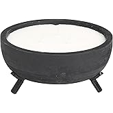 Deco 79 Mango Wood Sauvignon Blanc Scented 22 oz 3 Wick Candle with White Wax, 7" x 7" x 4", Black