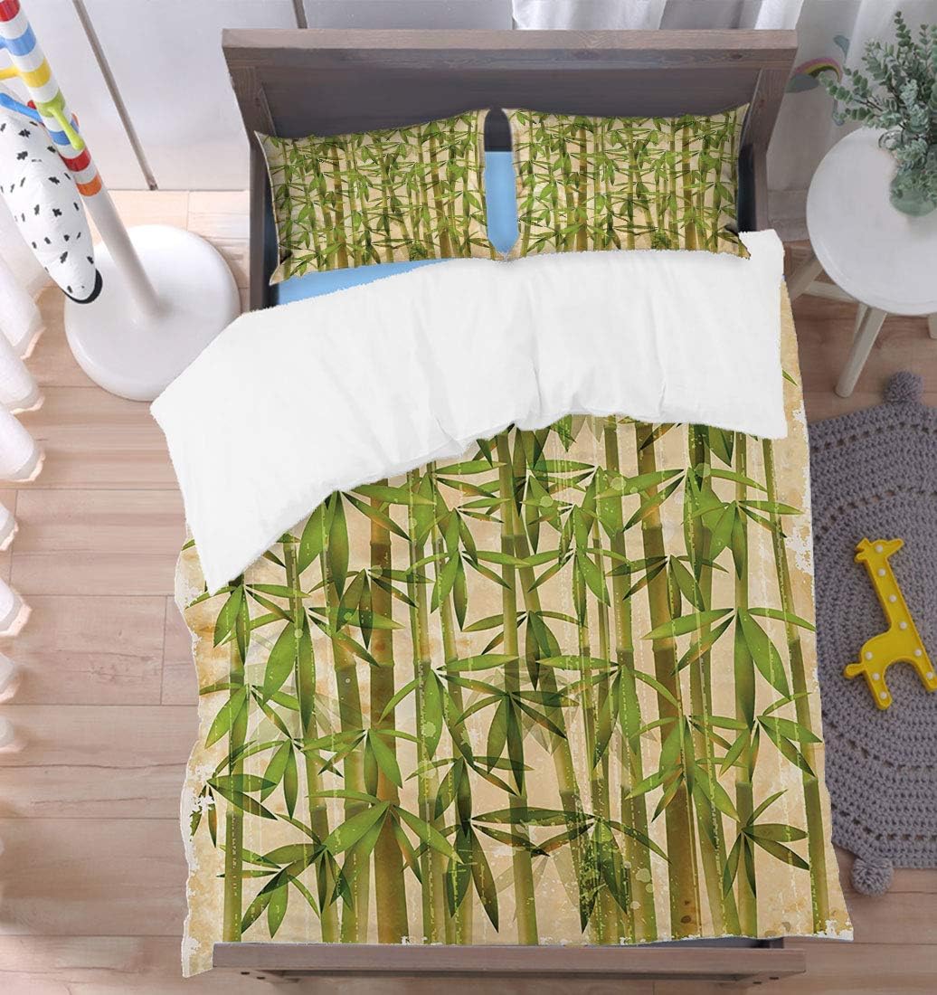 Bamboo Duvet Cover 3 Piece Set, Modern Illustration with