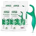 GUM Professional Clean Floss Picks - Extra Strong Shred-Resistant Floss, Easy Grip Handle - Dental Flossers for Adults - Fresh Mint Flavor, 150ct (Pack of 4)
