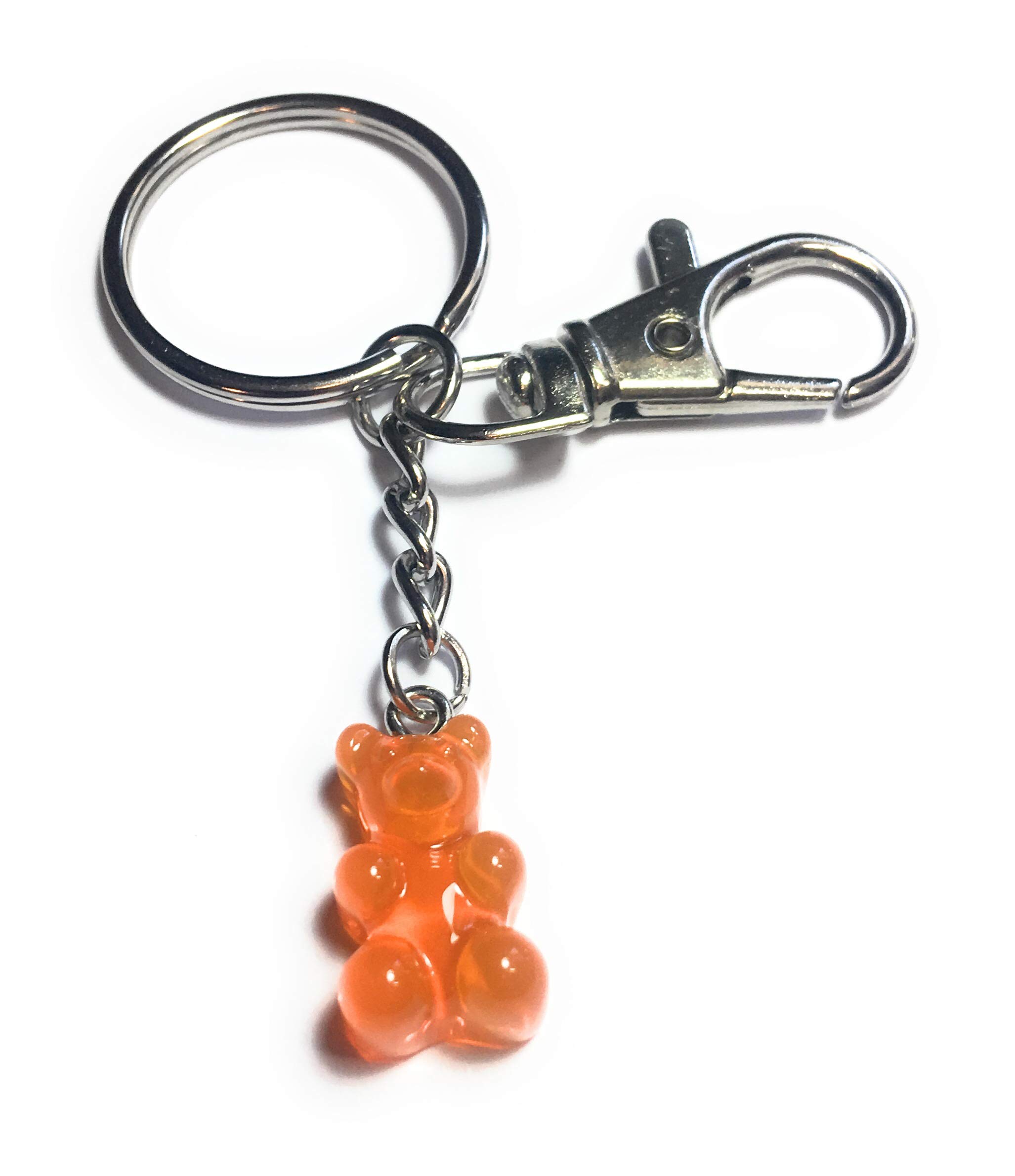 FizzyButton Gifts Translucent Orange Jelly Baby Gummy Bear Charm Keyring Key Ring Keychain