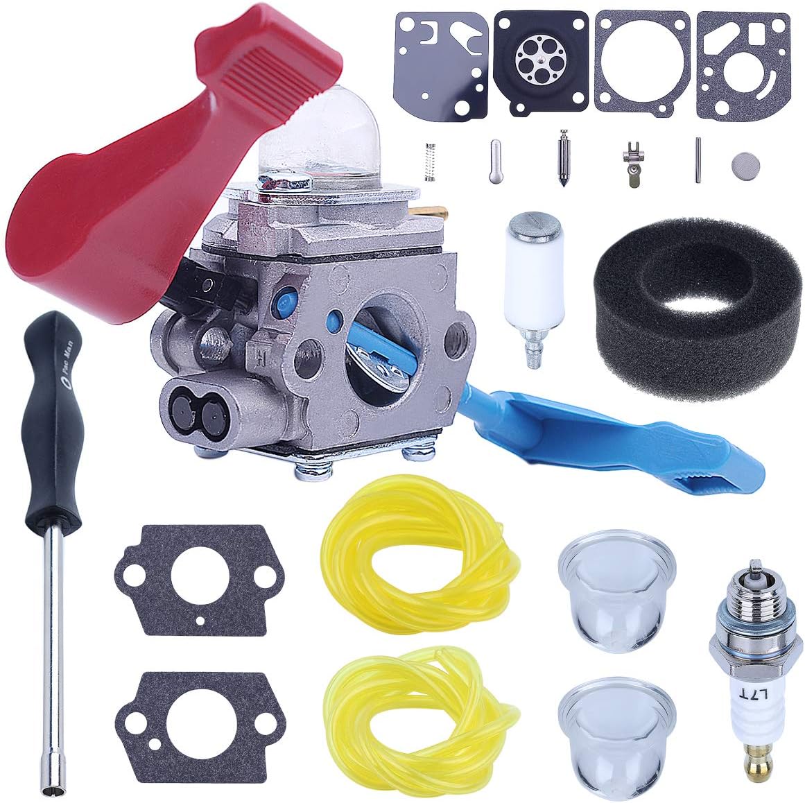 C1U-W12A Carburetor for Poulan FL1500 FL1500LE 952711486 Craftsman with Adjusting Tool Air Fuel Filter Line Tune Up Kit Gas Leaf Blower 530071629 C1U-W12B