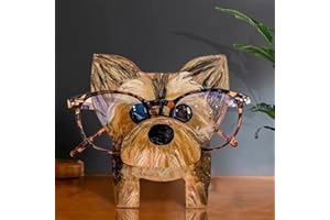 Kahbin 2023 Handmade Animal Glasses Storage Rack, 5.9" Wooden Animal Glasses Holder, Handmade Eyeglass Holder, Sunglasses Spectacle Display Rack for Home Decor Christmas Birthday Gifts (Yorkshire)
