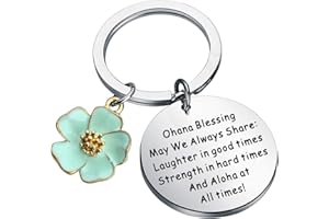 FUSTMW Ohana Keychain Blessing Gifts Hibiscus Charm Keychain Hawaiian Ohana Jewelry Gift for Family Best Friends Gift
