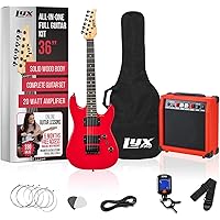 LyxPro 36 Inch Electric Guitar and Kit for Kids with 3/4 Size Beginner’s Guitar, Amp, Six Strings, Two Picks, Shoulder Strap,