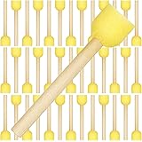 40 Pieces Round Sponge Foam Brush Set Paint Sponge Brush Wooden Handle Foam Brush Sponge Painting Tools for Kids Painting Cra