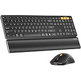 ProtoArc Wireless Keyboard and Mouse Combo, KM60 Bluetooth Keyboard and Mouse Set with Wrist Rest, Dual Bluetooth and USB, Fu