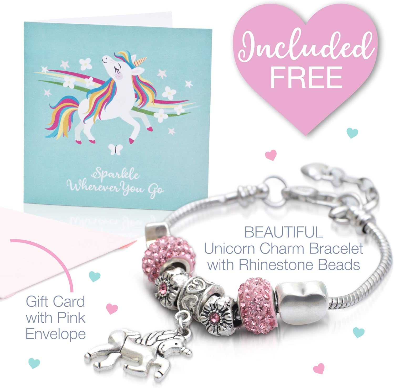 Unicorn Jewelry Box For Girls - Two Unicorn Gifts for Girls including Pink and Green Unicorn Music Box and Unicorn Charm Bracelet: Home Improvement