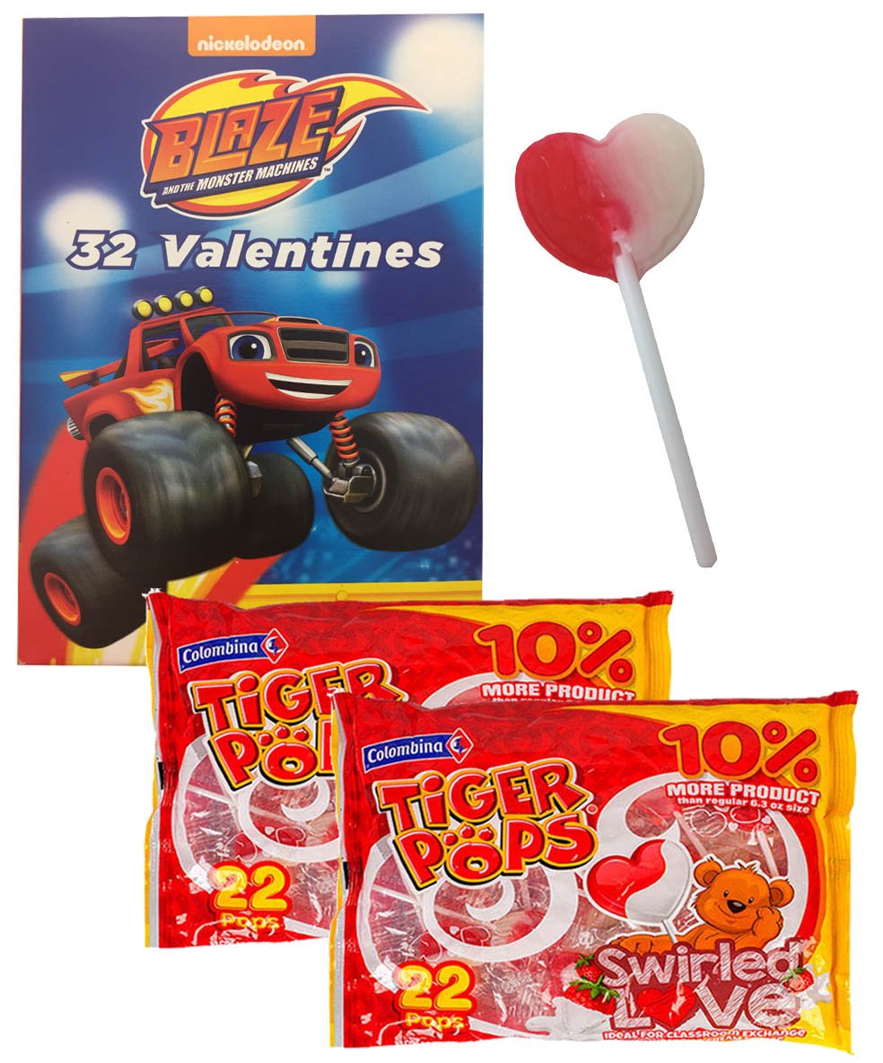Blaze And The Monster Machines 32 Valentines Cards With Heart Swirl ...