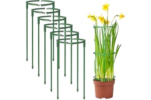 SIBRANT 12Packs Plant Support Stakes Half Round Plant Stakes for Indoor Plants, Stackable 3 Tier Garden Flower Support, Plant Cages for Tomato,Monstera, Peony, Hydrangea, Climbing Plants