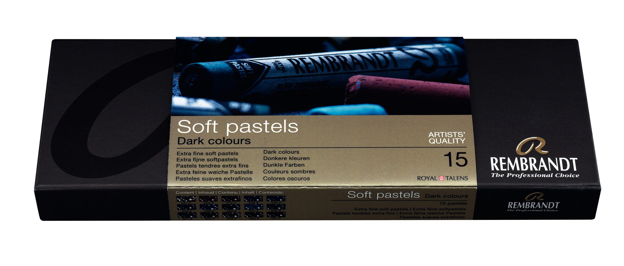 Rembrandt Professional Soft Pastel Set Dark Colours | 15 Whole Pastels