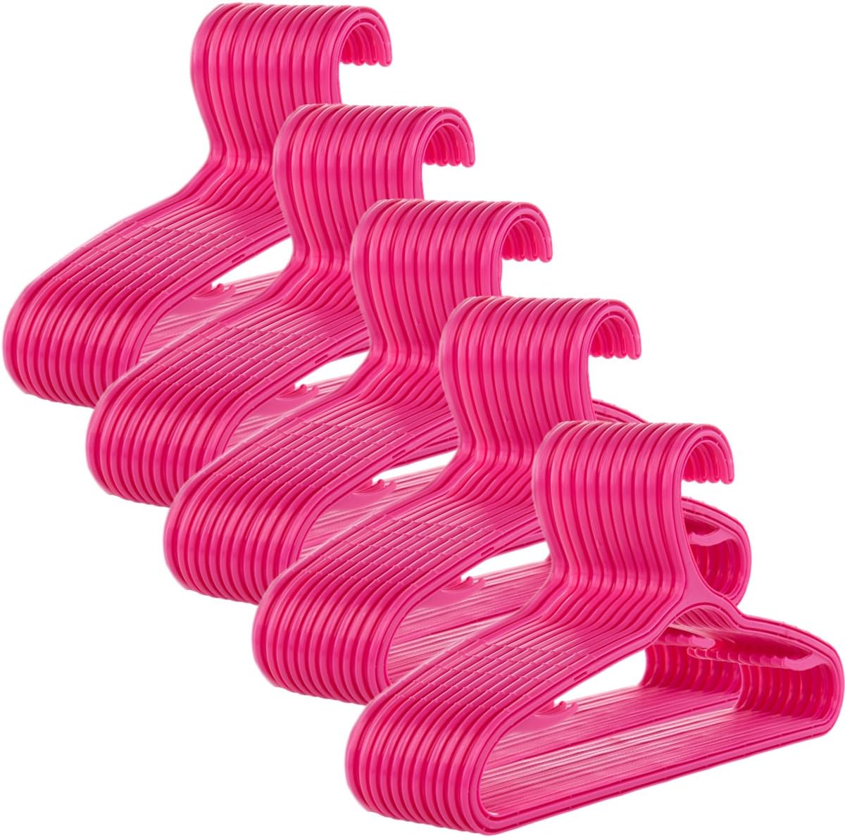 60 Pack Kids Clothes Hangers Pink Plastic Bulk Set Children Little Baby Clothing