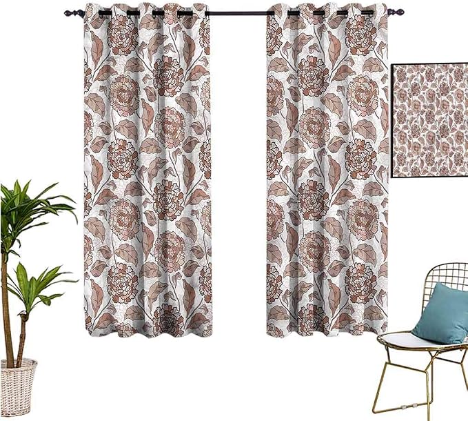 Amazon.com: Blackout Curtain Set, Floral Ornamental Foliage Motif, 2