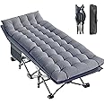 LILYPELLE Oversized XXL Folding Camping Cot, 78" L x 32" W x 18" H Heavy Duty Sleeping Cots with Carry Bag, Double Layer Oxford Portable Travel Camp Cots for Home, Office Nap and Outdoor Beach