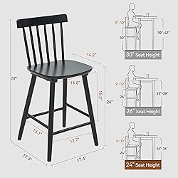 ClinQ Windsor Wooden Black Bar Stools Set of 4 for