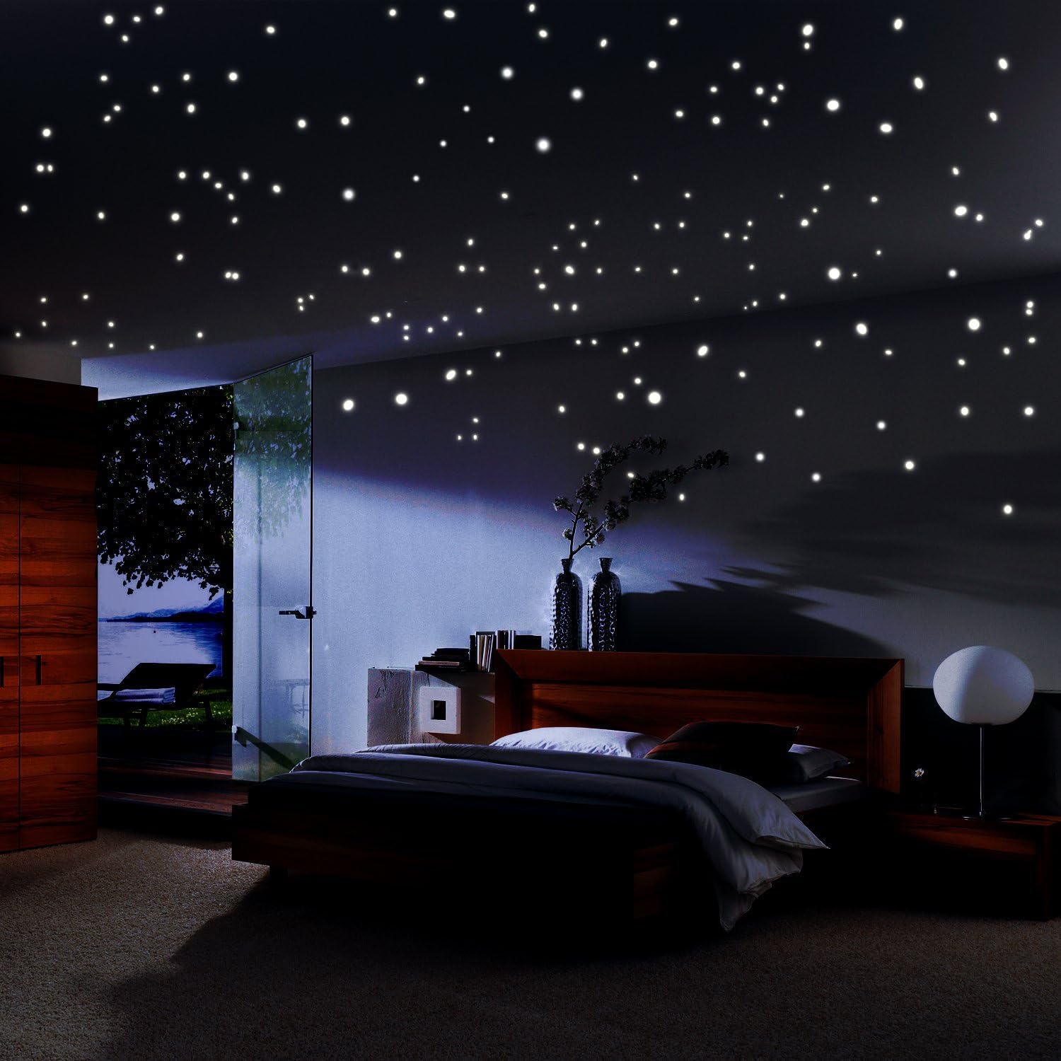 Glow in The Dark Stars Sticker Glowing Reusable Ceiling Décor of 490Pcs Dots, Bonus Moon and Constellation Guide for Kids Bedding Room or Gift