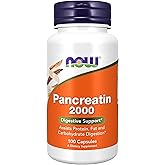 NOW Supplements, Pancreatin 10X 200 mg with naturally occurring Protease (Protein Digesting), Amylase (Carbohydrate Digesting), and Lipase (Fat Digesting) Enzymes, 100 Capsules