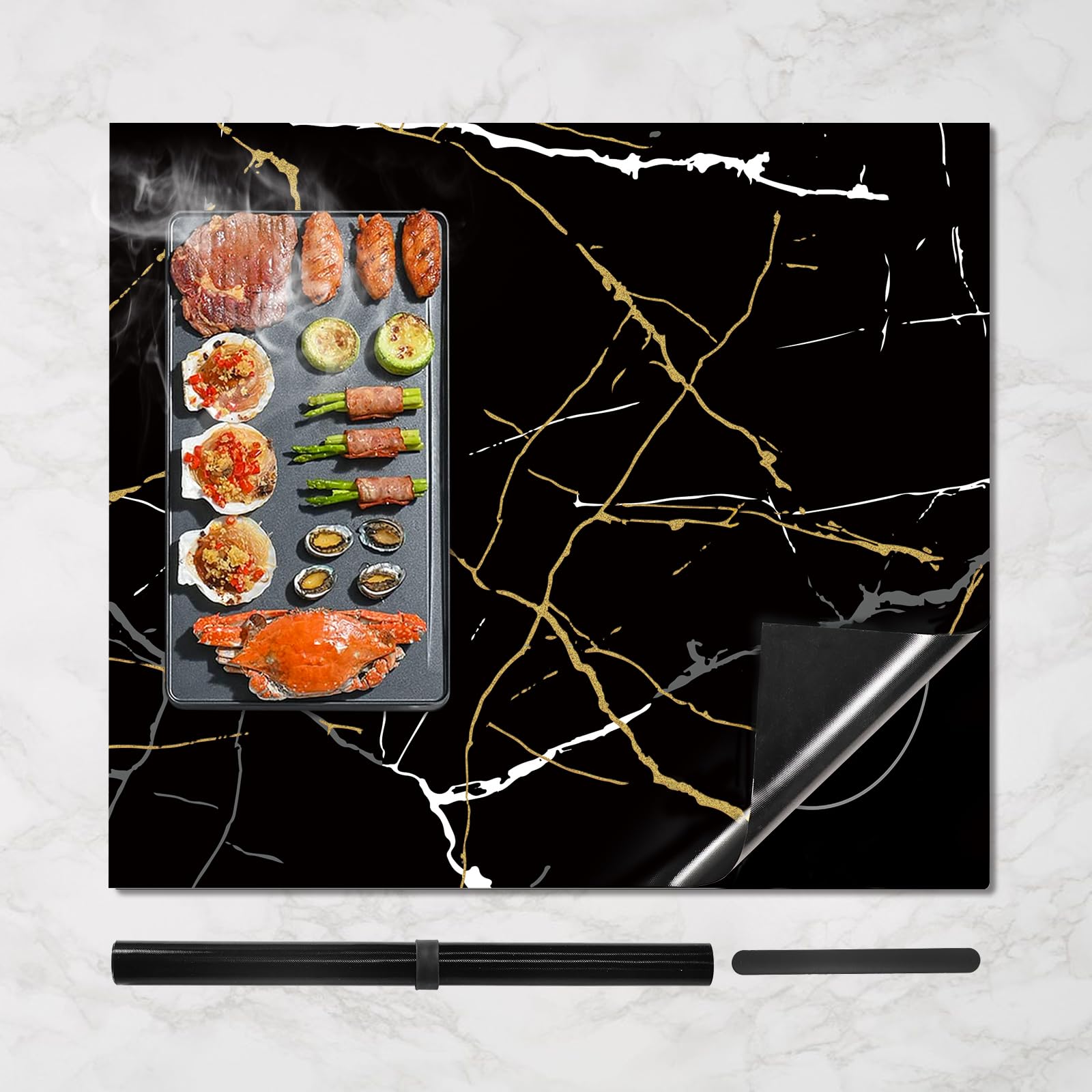 Large Induction Hob Protector Mat 61x53cm, (Magnetic) Silicone Induction Cooker Covers, Electric Cooker Scratch Protector for Induction Stove