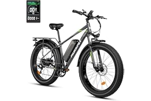 M MUKKPET Mukkpet Suburban 1500W(Peak) Electric Bike for Adults, 25MPH Ebike, 26'' Fat Tires Electric Mountain Bikes with 48V 15AH Removable Battery, Complies to ANSI/CAN/UL 2849