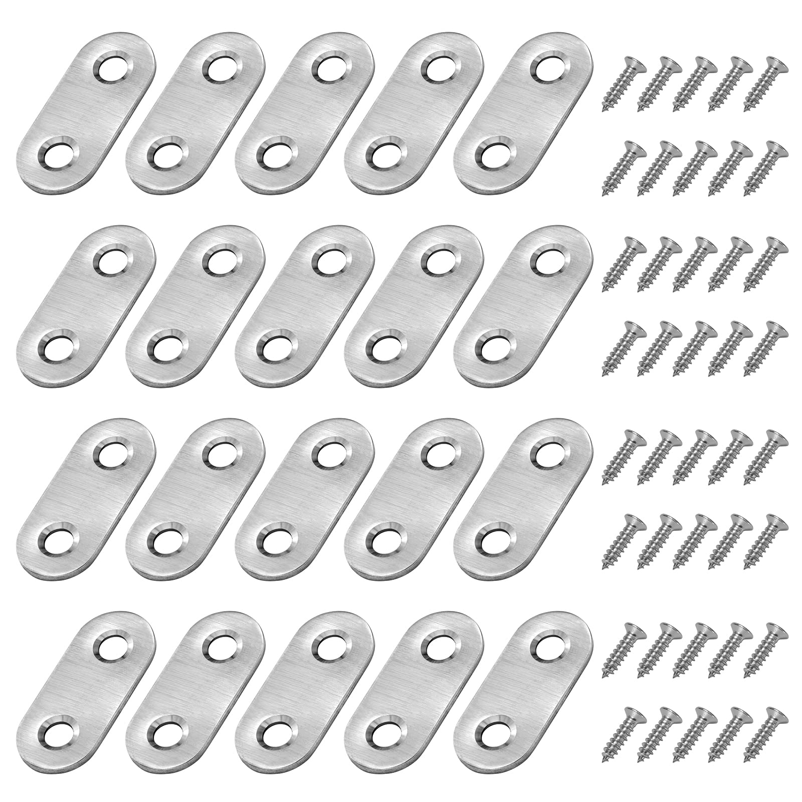 Corner Brackets Flat Straight Corner Brace Stainless Steel Plates Brackets with Fixing Screws for Furniture Desk Table Shelf Repair 36*16mm 20 Pack