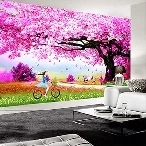 hhlwl Papel tapiz fotográfico 3D Romántico Flor de cerezo Árbol de