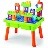 Kidoozie - Little Builders Activity Table | Flip the lid for a block-building surface, open it up for scoop-and-pour play - three sensory stations in one, Ages 2+