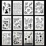 DEPEPE 12pcs Plastic Stencils for Journal Painting Craft 6.3 x 9.7 Inches