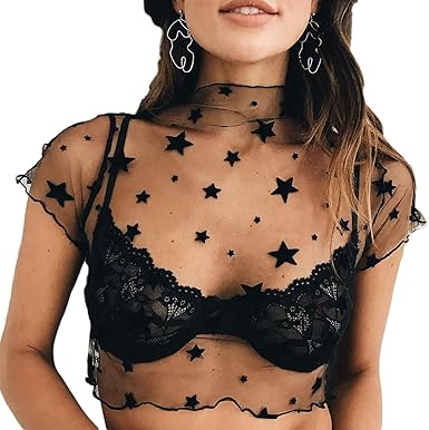 sheer top with stars