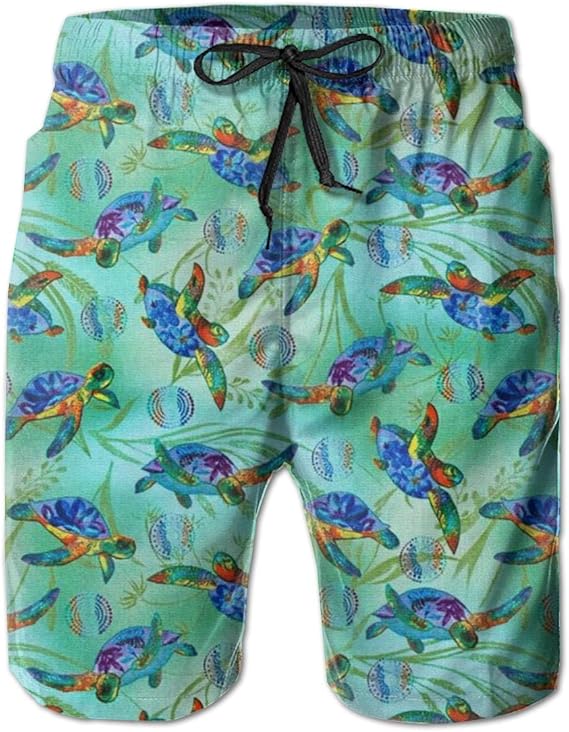 Amazon Co Jp かわいいウミガメ サーフパンツ メンズ ショーツ 水着 海水 海パン 水陸両用 通気速乾 メッシュインナー付き 水着と普段着両方 ゴムウェストビーチパンツ 服 ファッション小物