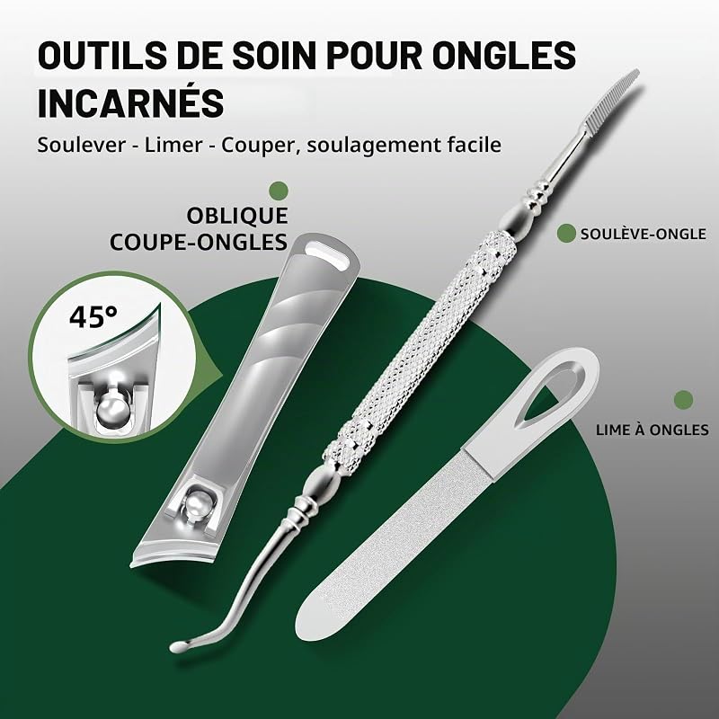 Coupe-Ongles pour Ongles Épais – Kit Professionnel 5-en-1 avec Coupe-Ongles Large Ouverture 37 mm, Coupe-Ongles Inclinés, Manches Longs, Acier Inoxydable, pour Adultes et Seniors — photo 7 sur 7