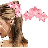 FASOTY Hawaiian Large Matte Flower Hair Claw Clips for Women Non-Slip Strong Hold Clips for Thick Hair, Pink
