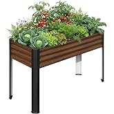 SnugNiture Raised Garden Bed with Legs, 48&times;18&times;32in, Brown | Metal Elevated Raised Planter Box, for Backyard, Patio, Balcony, Outdoor Standing, Flower Bed, Herb Garden Planter