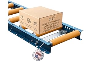 Light-Duty Gravity Conveyor w/Polyurethane Cover Rollers, Steel Frame, 18″ W x 5′ L, 6″ Center 530lbs Cap, Galvanized, Ideal for Assembly/Shipping Areas: Kayak, Boat, Woodworking - Ultimation