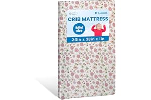Motherly Haven Breathable Crib Mattress, Washable High Rebound Foam for Baby Cribs, Fits Standard Toddler Beds, Mini Size (38" L x 24" W x 1" H), Flower Design