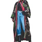 SHINFY Womens Camouflage Floor Length Long Cardigan Sweaters Open Front Camo Jacket Duster Sweater Coat Outerwear