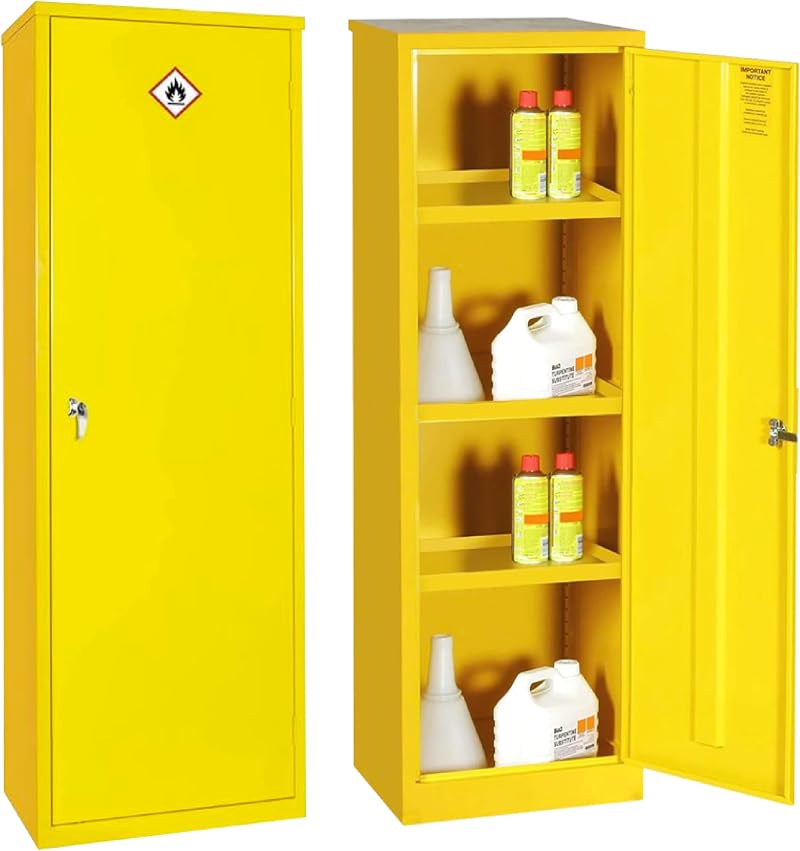 The Products Store Flammable Substance Cabinet COSHH Chemical Storage 3 Shelves