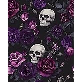 Fvlow Black Floral Wallpaper Peel and Stick 17.4