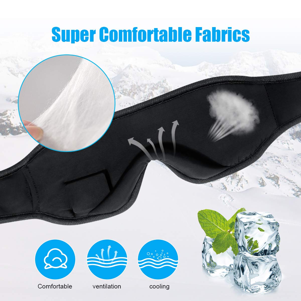 Silk Sleep Eye Mask with Headphones for Men Women : Upgrade Wireless Bluetooth V5.0 Sleeping Eye Mask, Music Sleep Eye Shades Built -in Speakers Microphone Fully Washable Adjustable Earphones