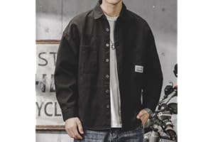 Men’s Utility Shirt Jacket, Heavyweight Canvas Long-Sleeve Button-Front Workwear Top with Chest Pockets