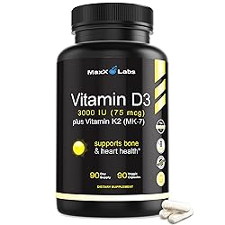 Vitamin D3 K2 3000 IU - with Vitamin K as MK-7 from