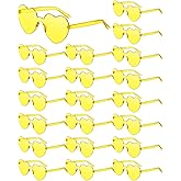 Frienda 20 Pairs Heart Shaped Sunglasses Rimless Candy Color Glasses for Women Men Party Favor