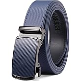 SENDEFN Men's Leather Belt Automatic Ratchet Buckle Slide Belt for Dress Casual Trim to Fit with Gift Box