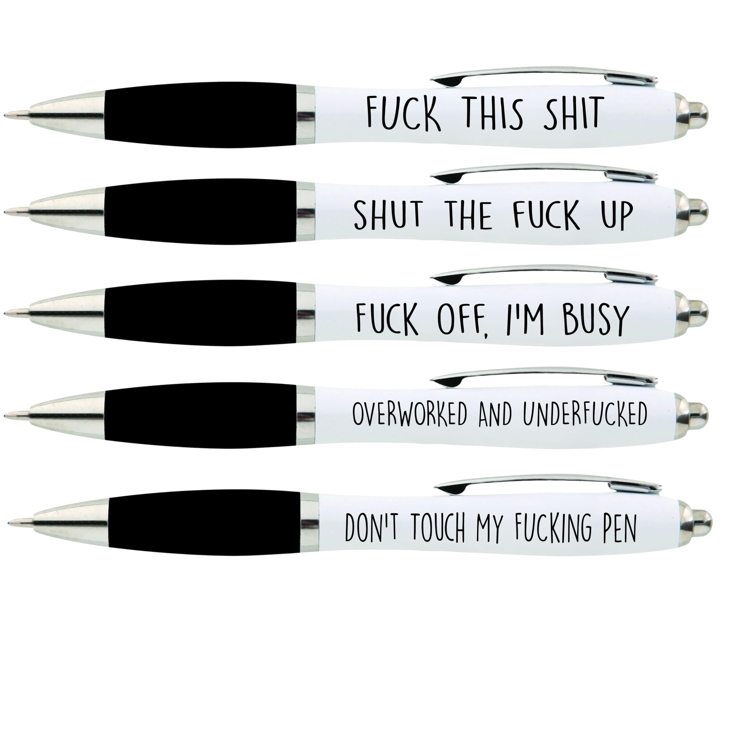 Cheeky Chops Funny Swear Pen Set For Adults The F Star Pack Of 5 Rude Pens Office Stationery Banter Box